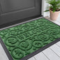 Smiry Welcome Door Mat Outside Entrance, Heavy Duty Trap Dirt and Moisture Easy Clean Low Profile Patio Porch Indoor Outdoor Front Doormat for Entry, 29.5x17 Inch, Green