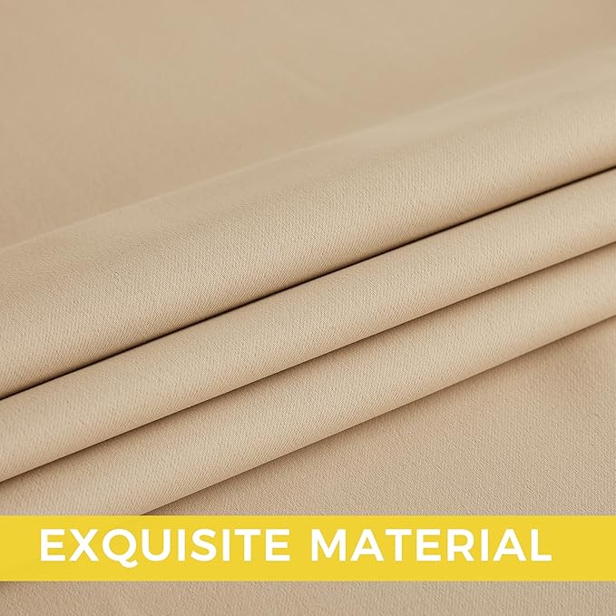 NICETOWN Room Darkening Draperies Curtains Panels, 2 Panels Biscotti Beige W52 x L90