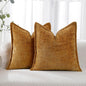 HPUK Fall Chenille Soft Throw Pillow Covers 18x18 Set of 2, Accent Cushion Covers for Living Room, Bedroom, Decorative Solid Color Pillow Covers for Couch, Sofa, Chair, Mustard Yellow