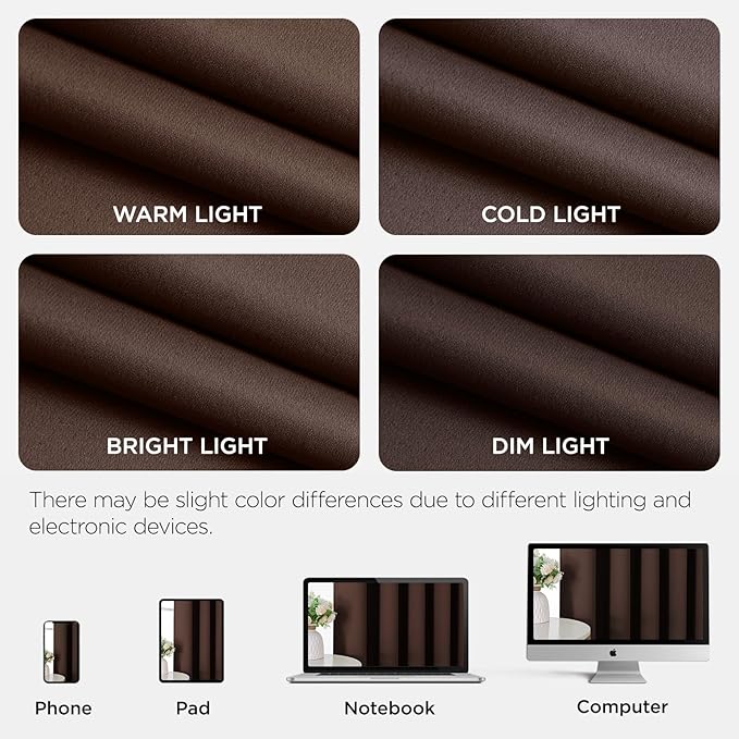 Joydeco Blackout Patio Sliding Door Curtains 108 Inches Long, Grommet Privacy Room Divider Curtains, Extra Wide Thermal Blackout Drapes for Bedroom Living Room (Chocolate, 70Wx108L, 1 Panel)