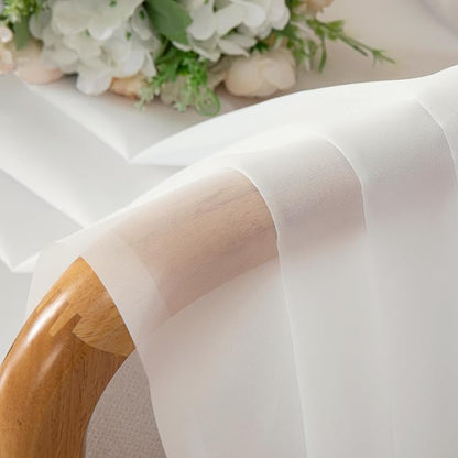 Simplebrand Ivory Sheer Curtains 120 Inches Long, Extra Long Rod Pocket Solid Color Window Sheer Curtain Panels, Elegant Curtains & Drapes for Living Room, Bedroom 2 Panels (Ivory, 59" W x 120" L)