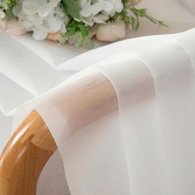 Simplebrand Ivory Sheer Curtains 108 Inches Long, Extra Long Rod Pocket Solid Color Window Sheer Curtain Panels, Elegant Curtains & Drapes for Living Room, Bedroom 2 Panels (Ivory, 59" W x 108" L)