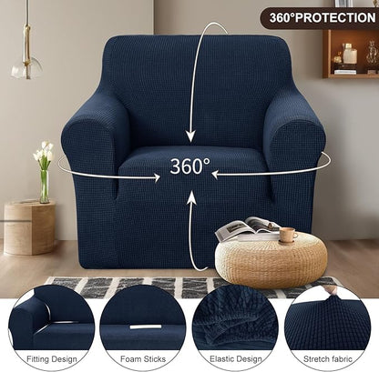 U-NICE HOME Recliner Chair Covers Stretch Couch Cover Sofa Cover Sofa Slipcover Furniture Protector for Chair Cover Pet Friendly(Armchair, Navy)