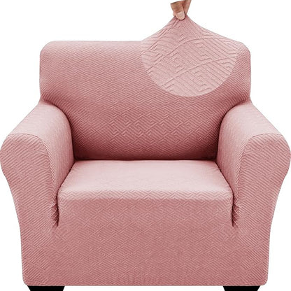 ZNSAYOTX 1 Piece Jacquard Chair Slipcovers for Living Room High Stretch Chair Covers with Arms Anti Slip Pets Friendly Couch Sofa Armchair Cover Furniture Protector (Small,New Pattern Rose)