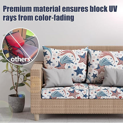 8Pcs Stretch Patio Cushion Covers, Outdoor Couch & Sofa Replacement Slipcovers for Patio Furniture Cushion Covers, Washable Reusable Furniture Protector