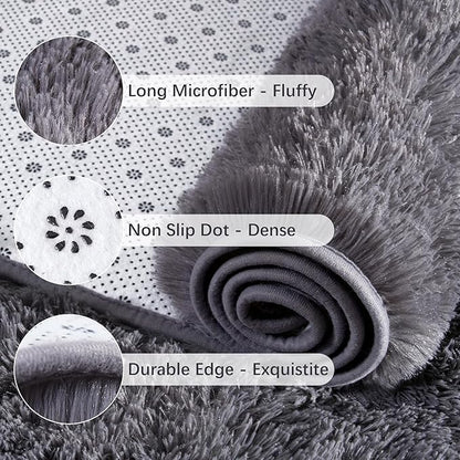 Chicrug Soft Runner Rugs for Bedroom Living Room Plush Fluffy Rug 2x4 Feet, Shag Furry Area Rug Carpet Non Shedding for Nursery Children Kids Girls Room Home Decorative, Coal Grey