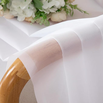 OVZME White Sheer Curtains 45 Inch Long 2 Panels, Rod Pocket Voile Drapes for Small Windows, Each 42 by 45 Inches.