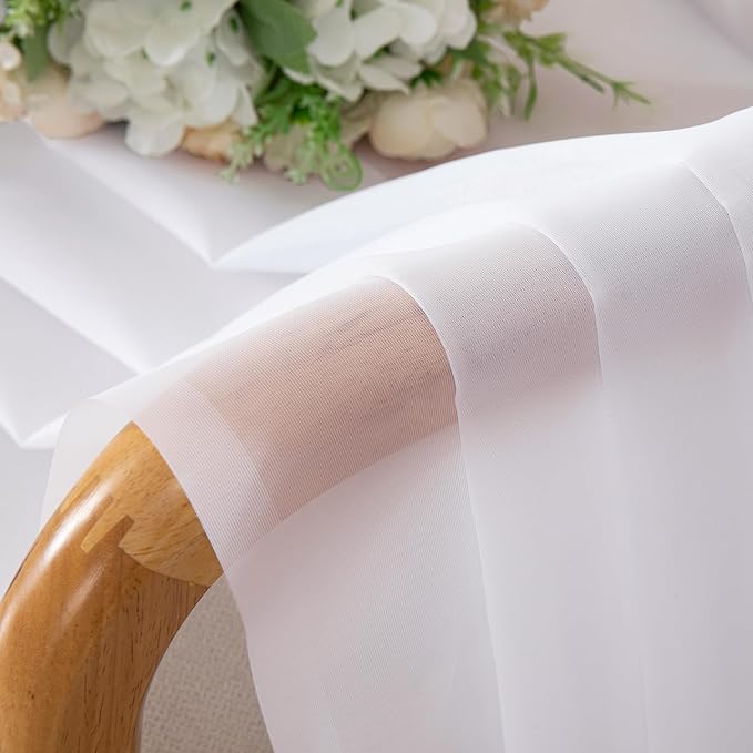 OVZME 2 Panels Sheer White Curtains 72 Inches Length Window Treatment for Kitchen, Elegant Airy Transparent Curtain Draperies Rod Pocket for Kids Living Room, Each 42 Width 72 Length