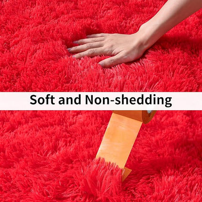 Soft Runner Rugs for Bedroom Hallways, 2x6 Red Fluffy Shag Throw Area Rug Non Slip for Bedside Dorm, Long Shaggy Furry Carpet for Nursery Living Room