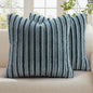 decorUhome Cozy Faux Fur Throw Pillow Covers 26x26 Set of 2 Decorative Soft Plush Striped Modern Farmhouse Boho Couch Euro Sham Pillow Cases with Velvet Back for Sofa Bed Living Room, Blue Grey
