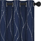 Deconovo Navy Blue Curtains, Blackout Curtain for Bedroom, 38 x 84 Inch, Thermal Insulated Soundproof Privacy Drapes with Silver Wave Dots Pattern, Grommet Top, Machine Washable Panel for Living Room