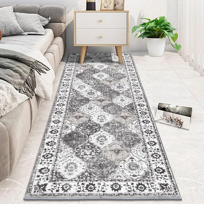 HEBE Hallway Runner Rug 2'x6' Washable Vintage Distressed Area Rugs Non Slip Laundry Rug Runner Boho Floor Carpet Runners for Hallways Entryway Laundry Room Kitchen Bathroom