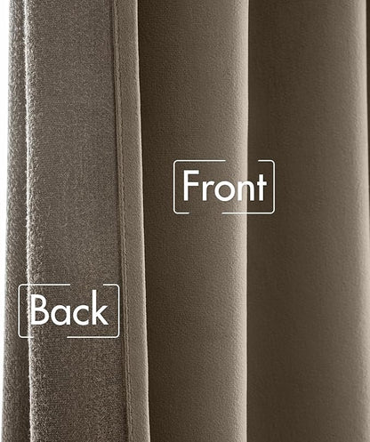 MIULEE Taupe Velvet Curtains 84 inches - Luxury Blackout Curtains for Bedroom Living Room Thermal Insulated Super Soft Window Drapes Rod Pocket & Back Tab, W52 x L84 inches, 2 Panels