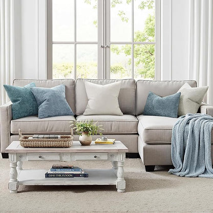 MIULEE Pack of 2 Couch Throw Pillow Covers 20x20 Inch Coastal Light Blue Modern Boho Accent Decorative Pillow Covers Soft Chenille Farmhouse Cushion Covers for Home Decor Bed Sofa Living Room