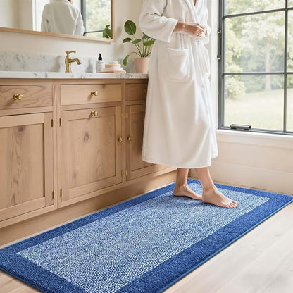 70x24 Long Bathroom Rugs Washable Non Slip, Blue Bath Mat for Bathroom Floor Tub, Soft Absorbent Quick Dry Mats for Shower, Bathtub,Home Decor