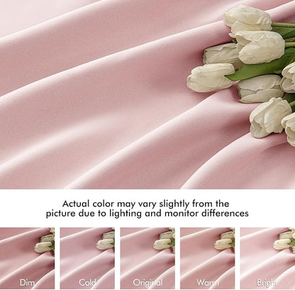 MIULEE Baby Pink Back Tab Blackout Curtains 96 Inch Long 2 Panels Set for Living Room Bedroom, Rod Pocket/Pinch Pleated Long Thermal Insulated Room Darkening Light Blocking Floor to Ceiling Drapes