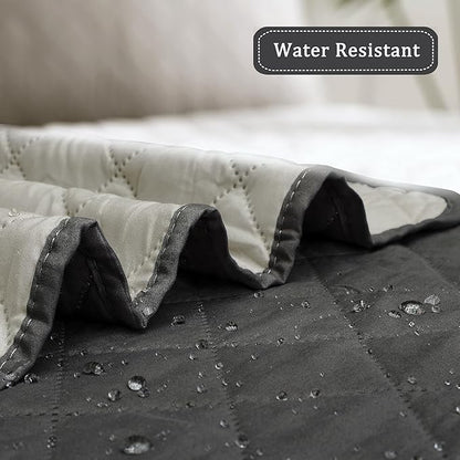 Easy-Going Reversible Chair Cover Washable Sofa Cover for Dogs Water Resistant Couch Slipcover Furniture Protector Cover with Adjustable Straps for Pets (Chair 30 in, Dark Gray/Beige)
