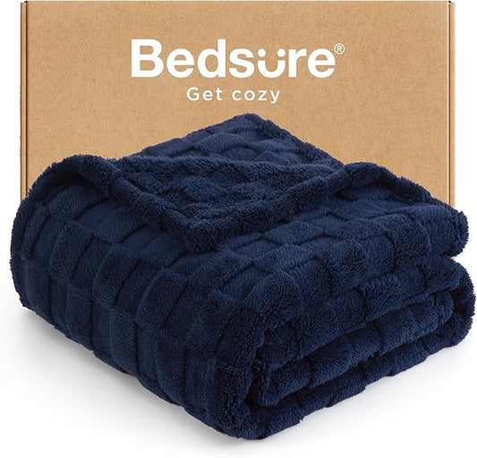 Bedsure GentleSoft Twin Blanket for Bed Navy - Super Soft Cozy Blankets for Kids Girls, Cute Fuzzy Fleece Throws for Bedroom Couch, 60x80 Inches