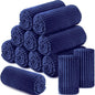 Buryeah 12 Pcs Flannel Throw Blanket Bulk 50 x 60 in Sleepover Blanket Outdoor Wedding Throw Lightweight, Oeko-tex Standard 100 Certified for Sofa Homeless Gifts (Navy)