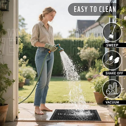 Yimobra Welcome Mat Outdoor Indoor, All-Season Waterproof Front Door Mat Outside Entrance, All-Weather Heavy Duty Non-Slip Doormat, Low Profile Porch Patio Entrance Mats, 36x24, Black