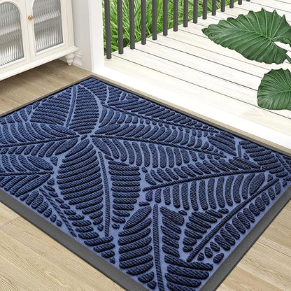 Colorxy Waterproof Doormat, Sturdy Natural Rubber Front Indoor Mat, Non Slip Low Profile Indoor Outdoor Door Mats, Stain and Fade Resistant Floor Mat, Easy Clean Patio Entrance Mat, 71''x23'', Navy
