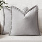 MIULEE Decorative Throw Pillow Covers Neutral Linen Fringe Throw Pillows Euro Shams Set of 2 Light Grey Boho Farmhouse Cushion Covers for Couch Sofa Bed Living Room Spring Home Decor 24x24 Inch