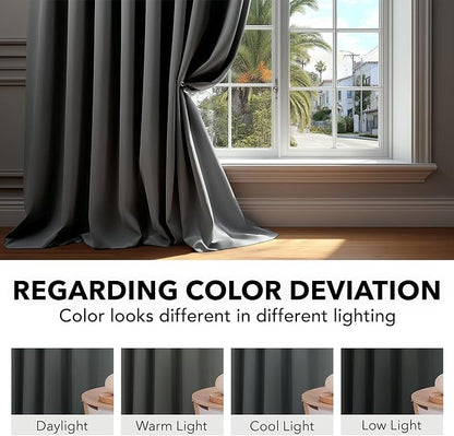 Deconovo Blackout Curtains, Thermal Insulated, W70 x L63 2 Panels, Back Tab, Machine Washable, Room-Darkening Drapes for Bedroom/Living Room Dark Grey