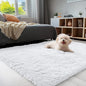 OLANLY 4x4 Machine Washable Accent Rug, Soft Fluffy Shaggy Area Rug for Bedroom, Living Room, Indoor Floor Carpet for Kids, Nursery, Home Decor, White