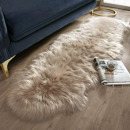 Ashler Faux Fur Rug, Fluffy Shaggy Area Rug Ultra Soft 2 x 6 Feet Sheepskin Fur Rug, Beige Fuzzy Rug Machine Washable Shag Rug, Nursery Decor Throw Rugs for Bedroom, Kids Room, Living Room