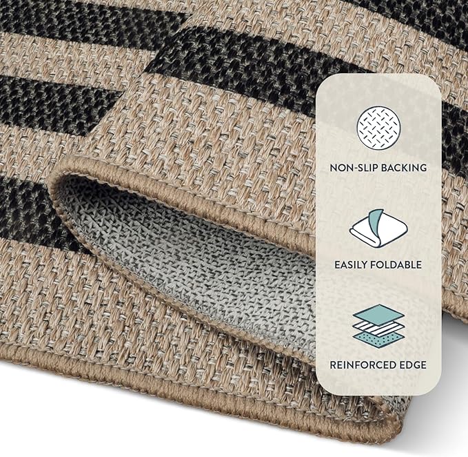 Lahome Enfys Modern Geometric Easy Jute Dining Room Rug, 5x7 Modern Rugs for Living Room Washable Kitchen Mat, Large Non Slip Farmhouse Indoor Outdoor Carpet for Bedroom Dorm RV
