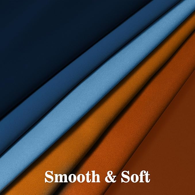 Yakamok Blackout Ombre Dark Blue and Burnt Orange Curtains-Gradient Room Darkening Curtain, Grommet Thermal Insulated Light Blocking Window Drapes Curtain for Living Room Bedroom,52 x 84 Inch,2 Panels