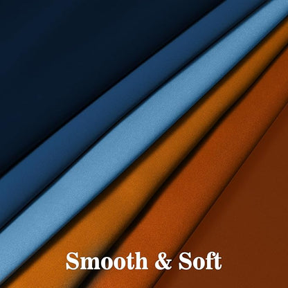Yakamok Blackout Ombre Dark Blue and Burnt Orange Curtains-Gradient Room Darkening Curtain, Grommet Thermal Insulated Light Blocking Window Drapes Curtain for Living Room Bedroom,52 x 72 Inch,2 Panels