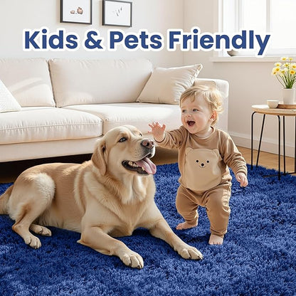 5x7 Area Rugs for Living Room Rug: Soft Fluffy Shag Blue Rugs for Bedroom, Non-Slip Large Fuzzy Plush Rug Indoor Floor Carpet for Nursery Kids Boys Girls Room, Dorms, Playroom, Modern Home Decor