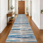 Lansny Modern Abstract Runner Rug 3x16, Blue Washable Long Kitchen Runner Non-Slip Soft Hallway Rug Runner Ultra Thin Print Faux Wool Carpet for Entryway Bedroom Laundry Room Indoor Home Decor