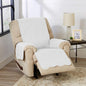 Great Bay Home Reversible Recliner Cover - Washable Slipcover Furniture Protector with Elastic Straps - Perfect for Kids & Pets - Quilted & Stitched Detail (White/Sand)