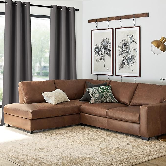 NICETOWN Blackout Grey Window Treatments 84 inch Long, Grommet Top Room Darkening Thermal Insulated Solid Vertical Curtains & Drapes for Bedroom/Kid Room, 2 Panels, W40 x L84