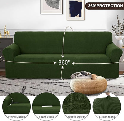 U-NICE HOME 4 Seater Stretch Couch Cover Sofa Cover Washable Sofa Slipcover Furniture Protector for 3 Cushion Couch Sofa Pet Friendly, Bronze Green