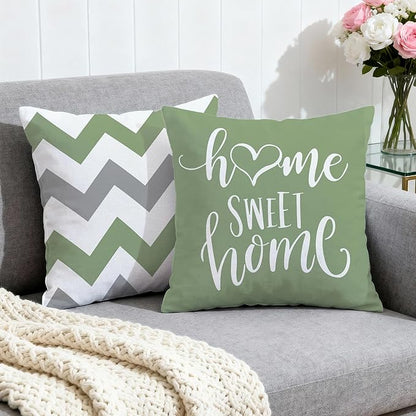 Hexagram Geometric Sage Green Pillow Covers 18x18 Set of 4, Decorative Outdoor Boho Modern Throw Pillow Covers, Home Sweet Home Farmhouse Cushion Case for Couch Sofa Bedroom Indoor Decor(No Insert)