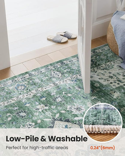 AMADA HOMEFURNISHING 2x5 Washable Runner Rug, Low-Profile Kitchen Rugs with Non-Slip Backing & Durable Edge Binding, Vintage Entryway Runner Rug for Bedroom & Hallway