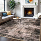 IOHOUZE Abstract Area Rugs 6x9 Ft Washable Rugs for Living Room, Non Slip Dining Room Rug, Printed Faux Wool Rugs for Bedroom, Floor Carpet for Office Nursery Playroom, Brown/Rust