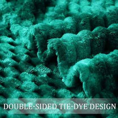 Exclusivo Mezcla Fleece Twin Blanket for Bed, Extra Large Fuzzy Tie-dye Teal Bed Blankets, Soft Cozy Plush Sofa Throws for All Seasons, 60x80 Inches