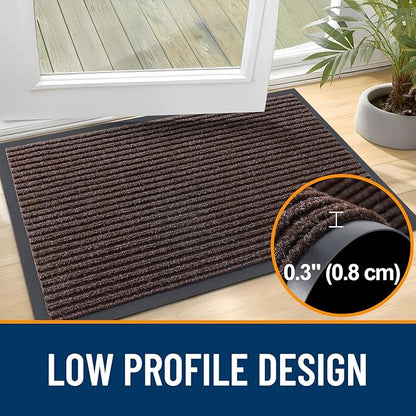 OLANLY Front Door Mat Indoor Outdoor Entrance, 2-Pack 59 x 34 Inch, Waterproof Heavy Duty Doormat, Fade Resistant, Low Profile, Easy Clean Patio Porch Welcome Floor Mats for Entry, Tan