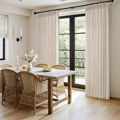 MIULEE Pinch Pleated Thick Linen Curtains 108 Inches Long 2 Panels for Living Room Bedroom, Linen Textured Drapes Pinch Pleat Back Tab Semi Sheer Privacy Neutral Ivory Cream Foor to Ceiling Curtains