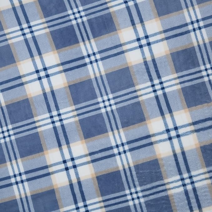 PU MEI Sherpa Blanket Twin Plaid Thick Bed Blanket, 60”*80” Super Soft Flannel Fuzzy Fleece Reversible Velvet Plush Warm Blanket for Couch (Blue White Check)