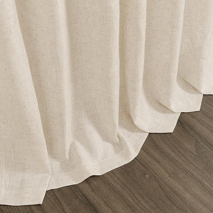 Cream Beige Linen 112 Inch Curtains for Living Room Light Filtering Semi Sheer Curtain Back Tab Modern Farmhouse Decor Elegant Coastal Drapes Floor to Ceiling High Window for Bedroom 52x112, 2 Panels