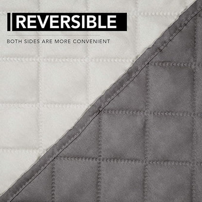 Easy-Going Oversized Recliner Cover Reversible Couch Cover Sofa Cover for Living Room Water Resistant Furniture Protector with Elastic Straps for Pets Dog (Oversized Recliner, Gray/Ivory)