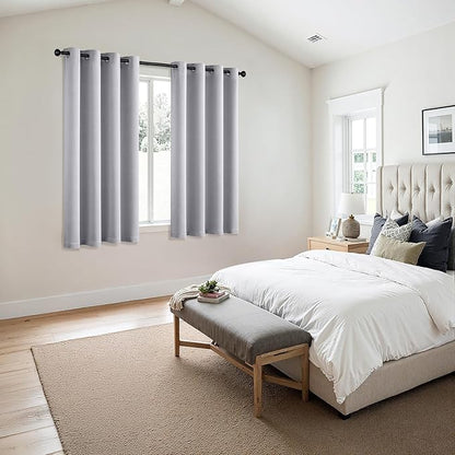 MIULEE Greyish White Blackout Curtains for Bedroom Living Room 63 Inches Long 2 Panels, Thermal Insulated Room Darkening Drapes Grommet Noise Reduction Light Blocking Window Treatments 50x63 Inch
