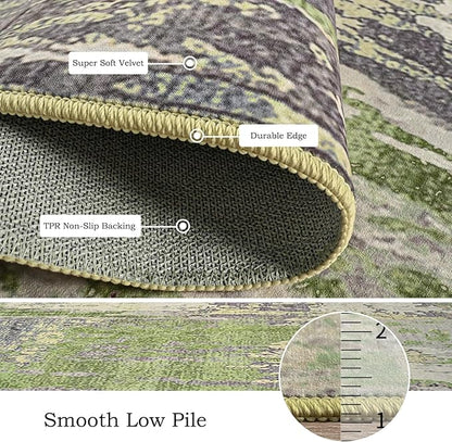 Toneed Abstract Area Rug Modern Washable Rug Soft Non Slip Rug Low Pile for Bedroom Living Room Dining Room Green 5x7 Feet