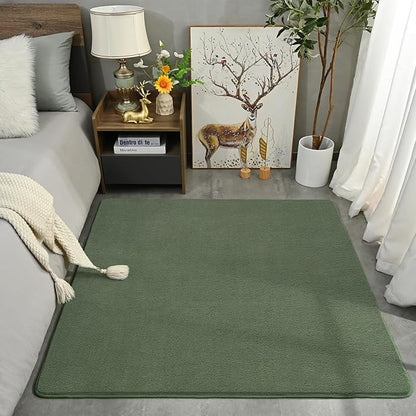 Amearea 4x4 Square Area Rugs for Bedroom Living Room, Sage Green Thickened Memory Foam Rug, Fluffy Indoor Washable Rug Non Slip Minimalist Carpet for Entryway Kids Boys Girls Dorm Nursery Room Decor