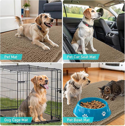 OLANLY Dog Door Mat for Muddy Paws 50x30, Absorbs Moisture and Dirt, Absorbent Non-Slip Washable Doormat, Quick Dry Chenille Mud Mat for Dogs, Entry Indoor Entryway Carpet for Inside Floor, Tan